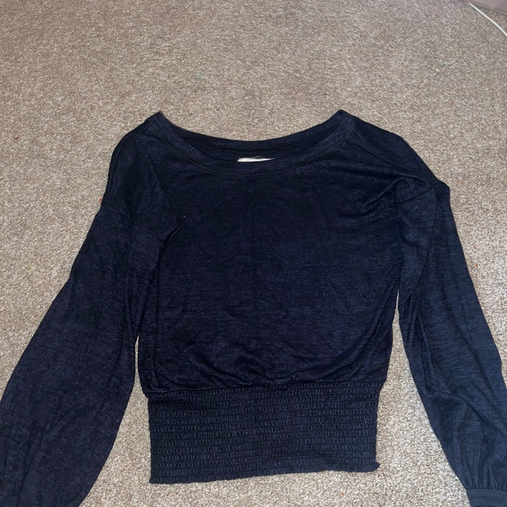 Black Abercrombie & Fitch cozy ballet neck top balloon sleeves worn few times